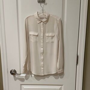 LOFT Women's Cream Button Down Shirt